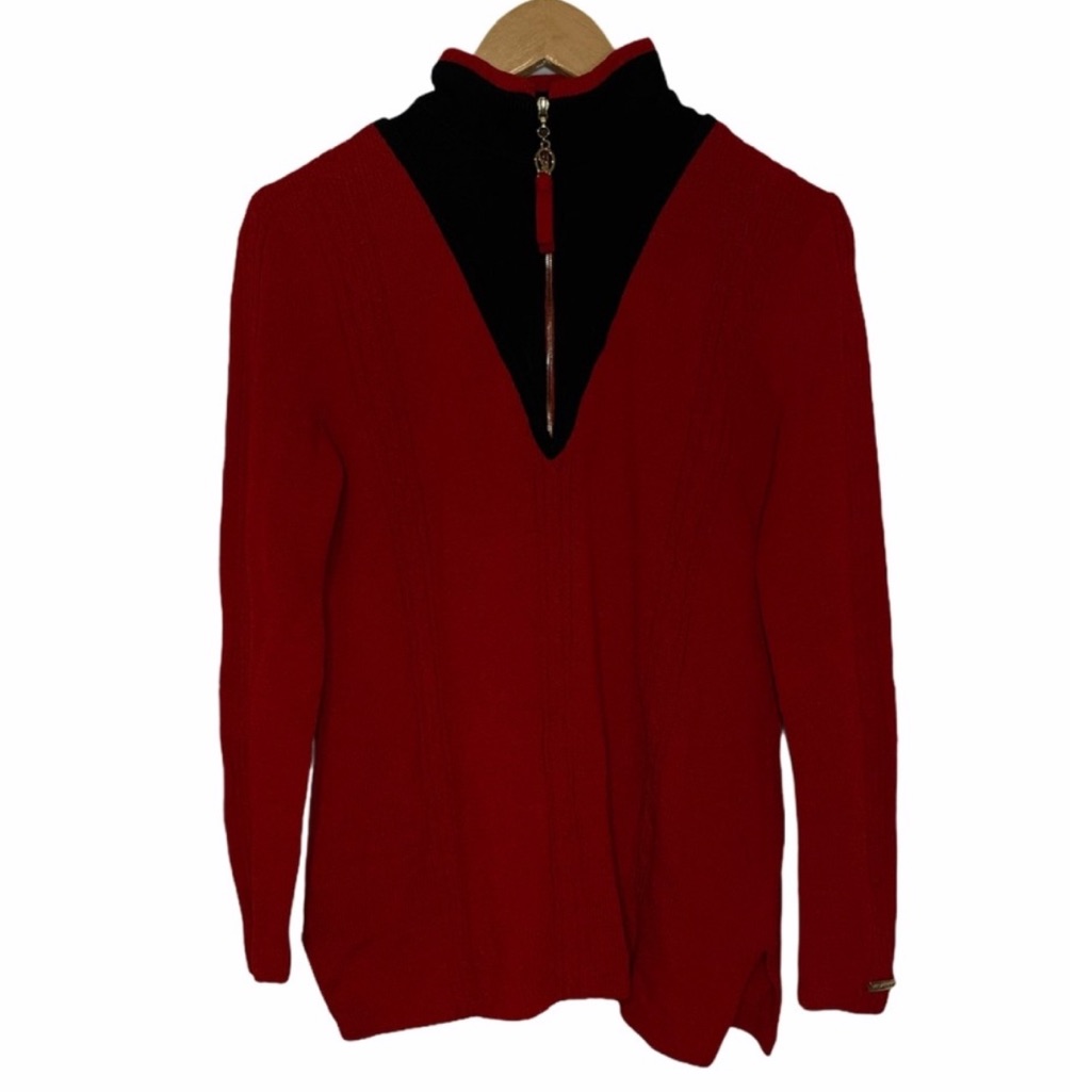 St. John Sport By Marie Gray Wool Blend Red Sweater